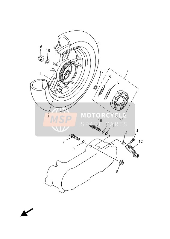 Yamaha YN50FU 2013 Ruota posteriore per un 2013 Yamaha YN50FU